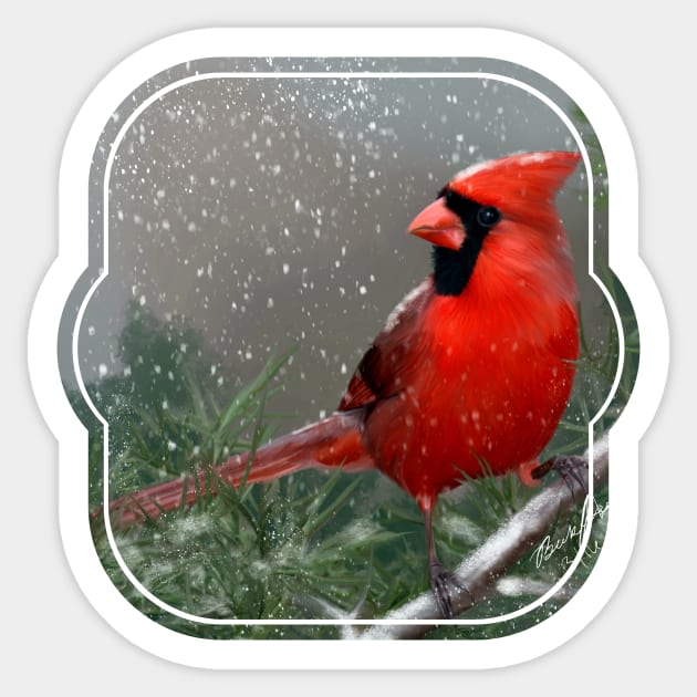 Winter Cardinal Sticker by BHDigitalArt